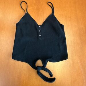 Intermix Black Cropped Sweater Tank Top Large